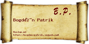 Bogdán Patrik névjegykártya